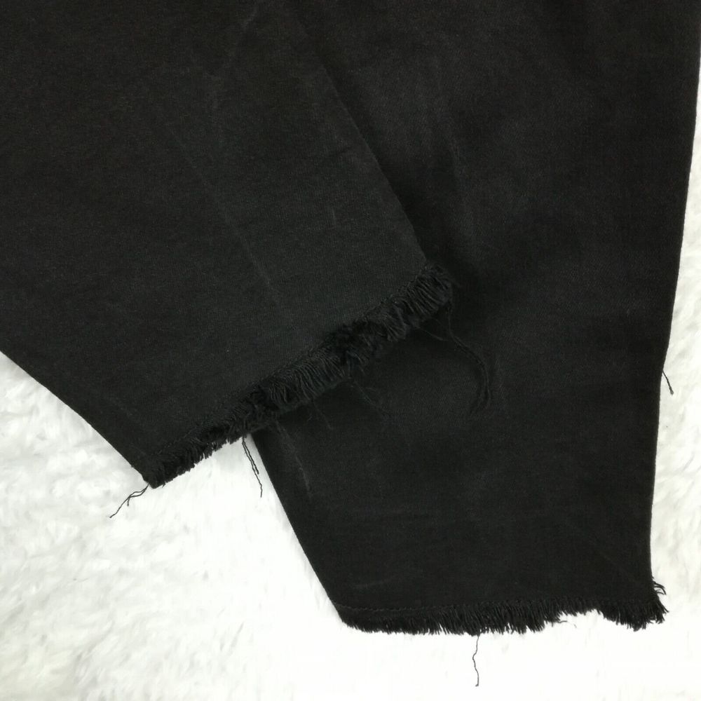 Kancan Womens Jeans Skinny‎ Crop Denim Black Wash Whiskering Raw Hem Plus 2XL - Picture 9 of 10